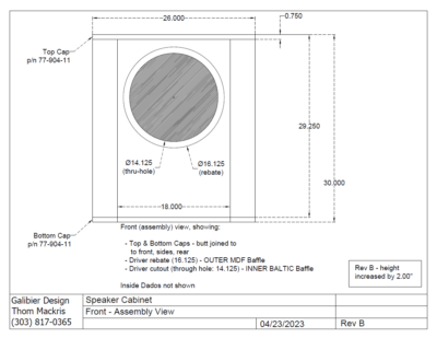 Galibier Design - Horn Project Assembly View (Bass Cabinet - Front)
