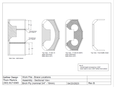 Galibier Design - Horn Project Sectional View (Bass Cabinet - Braces)