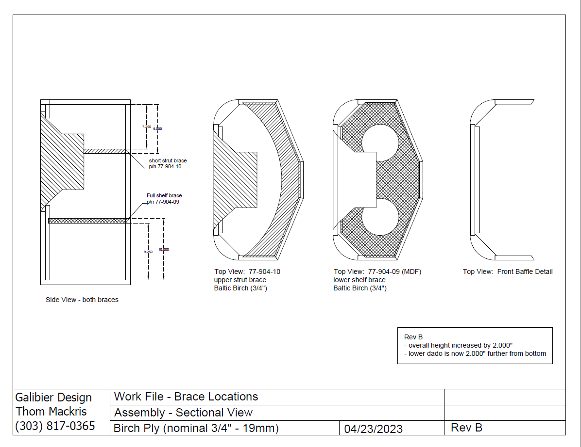Horn Project Sectional View (Bass Cabinet - Braces) Galibier Design - Horn Project Sectional View (Bass Cabinet - Braces)