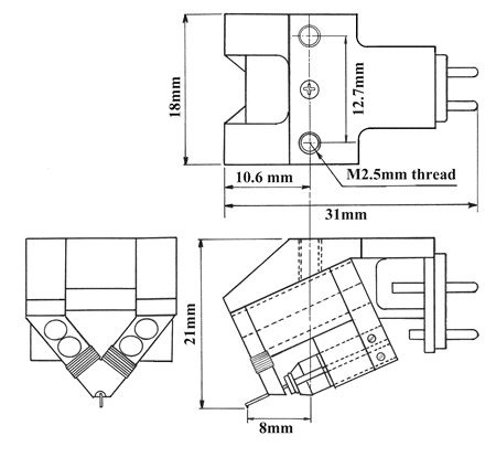 Dynavector XV1s Drawing Galibier Design - Dynavector Cartridge
